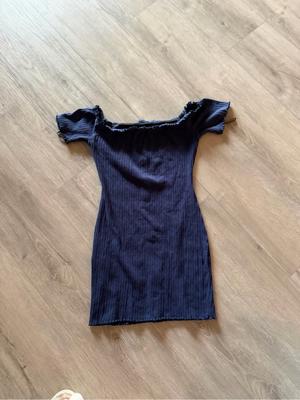 SHEIN Navy Ribbed Off-the-Shoulder Mini Dress - Size XS - Picture 3 of 4